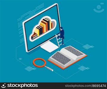 Online digital education and E-learning industry. Isometric e-learning concept