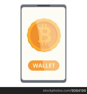 Online digital wallet icon cartoon vector. Crypto money. Payment app. Online digital wallet icon cartoon vector. Crypto money