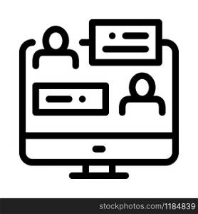 Online Discussion Icon Vector. Outline Online Discussion Sign. Isolated Contour Symbol Illustration. Online Discussion Icon Vector Outline Illustration