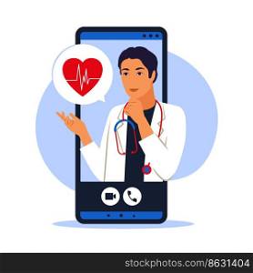 Online doctor concept. Doctor appointment. Modern healthcare technologies. Vector illustration. Flat