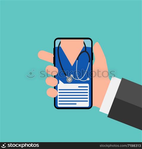 online doctor medical service mobile consultation vector illustration