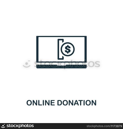 Online Donation icon. Premium style design from crowdfunding collection. UX and UI. Pixel perfect online donation icon. For web design, apps, software, printing usage.. Online Donation icon. Premium style design from crowdfunding icon collection. UI and UX. Pixel perfect online donation icon. For web design, apps, software, print usage.