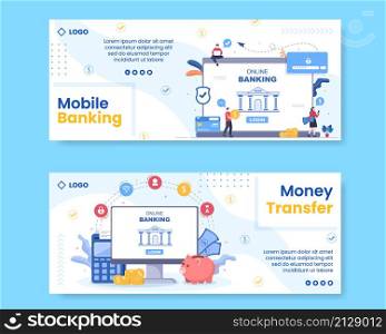 Online E-Banking App, Wallet or Bank Credit Card Banner Template Flat Illustration Editable of Square Background for Transfer and Payment Social Media