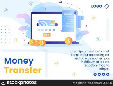 Online E-Banking App, Wallet or Bank Credit Card Brochure Template Flat Illustration Editable of Square Background for Transfer and Payment Social Media