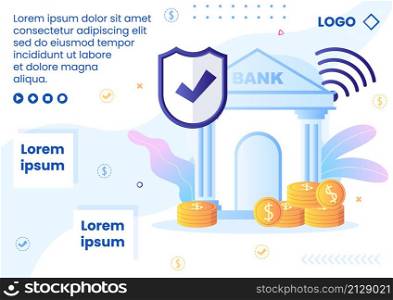 Online E-Banking App, Wallet or Bank Credit Card Brochure Template Flat Illustration Editable of Square Background for Transfer and Payment Social Media