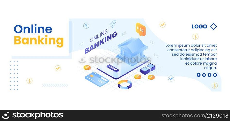 Online E-Banking App, Wallet or Bank Credit Card Cover Template Flat Illustration Editable of Square Background for Transfer and Payment Social Media