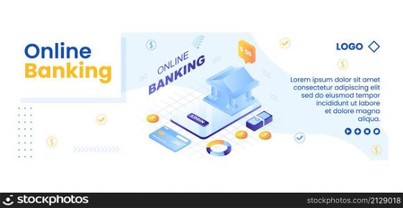 Online E-Banking App, Wallet or Bank Credit Card Cover Template Flat Illustration Editable of Square Background for Transfer and Payment Social Media