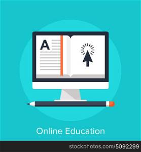 online education. Abstract vector illustration of online education flat design concept.