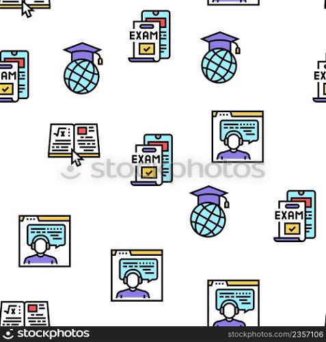 Online Education Book Vector Seamless Pattern Thin Line Illustration. Online Education Book Vector Seamless Pattern