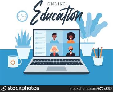 Online education e-learning course concept Vector Image