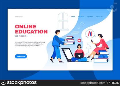 Online education electronic library training masterclasses textbooks workshops consultation 24h access concept flat web banner vector illustration. Online Education Web Banner