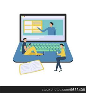 Online education flat background Royalty Free Vector Image