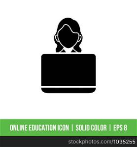 Online Education Icon Template Vector Solid Color