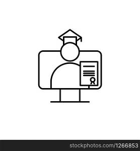 online education isolated graduated student logo vector illustration