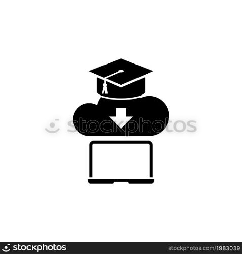 Online Education Learning, Internet Study. Flat Vector Icon illustration. Simple black symbol on white background. Online Education Learning, Study sign design template for web and mobile UI element. Online Education Learning, Internet Study Flat Vector Icon