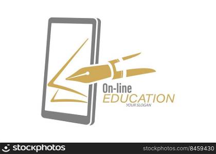 Online education. Logo, brand, or sticker template for websites, apps, and theme design. Flat style