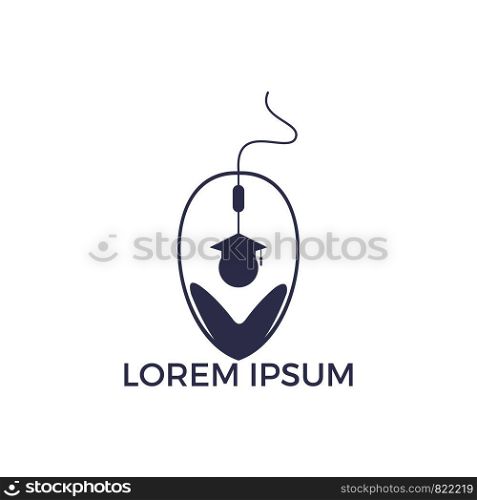 Online education logo design. E-learning logo concept. Mouse student logo design template.