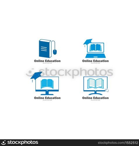 Online education logo vector icon illustration design