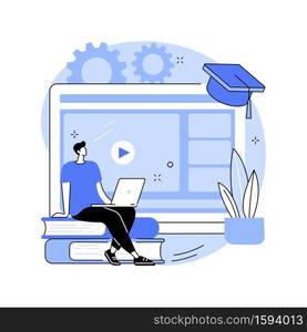 Online education platform abstract concept vector illustration. Elearning platform, online teaching, educational courses, video call, webcam conference, laptop screen, webinar abstract metaphor.. Online education platform abstract concept vector illustration.