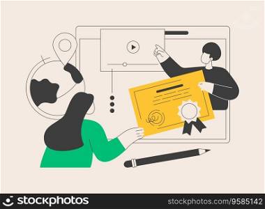 Online education platform abstract concept vector illustration. Elearning platform, online teaching, educational courses, video call, webcam conference, laptop screen, webinar abstract metaphor.. Online education platform abstract concept vector illustration.