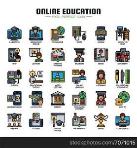 Online Education , Thin Line and Pixel Perfect Icons