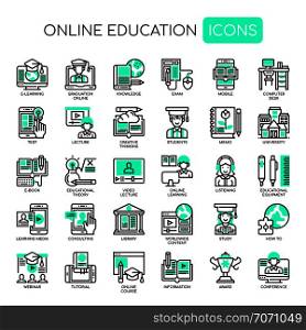 Online Education , Thin Line and Pixel Perfect Icons