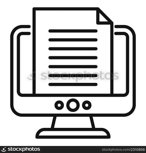 Online file icon outline vector. Class study. Book training. Online file icon outline vector. Class study