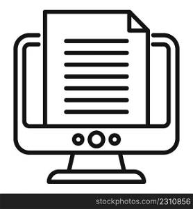 Online file icon outline vector. Class study. Book training. Online file icon outline vector. Class study