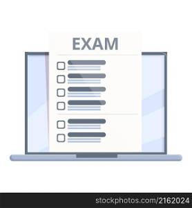 Online final exam icon cartoon vector. Internet education. Student book. Online final exam icon cartoon vector. Internet education