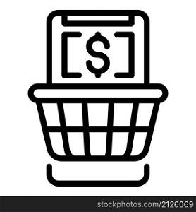 Online food shop basket icon outline vector. App payment. Order delivery. Online food shop basket icon outline vector. App payment