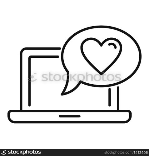 Online friendship icon. Outline online friendship vector icon for web design isolated on white background. Online friendship icon, outline style