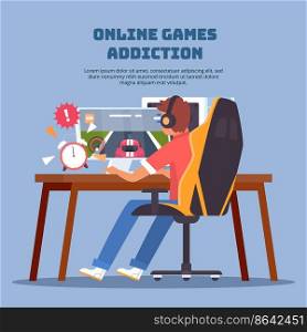 Online games addiction concept