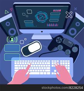 online gaming gamer virtual video game vector illustration