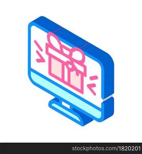online gift on computer screen isometric icon vector. online gift on computer screen sign. isolated symbol illustration. online gift on computer screen isometric icon vector illustration