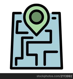 Online gps map icon. Outline online gps map vector icon color flat isolated. Online gps map icon color outline vector