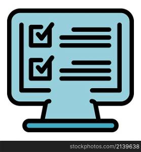 Online health checklist icon. Outline online health checklist vector icon color flat isolated. Online health checklist icon color outline vector