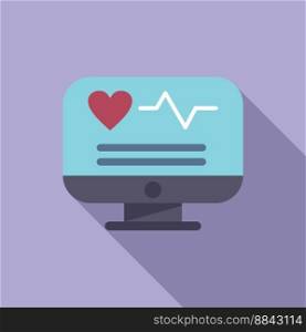 Online heart rate monitor icon flat vector. Patient record. Tablet report. Online heart rate monitor icon flat vector. Patient record