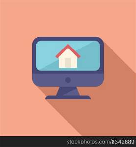 Online house estate icon flat vector. Business home. Data invest. Online house estate icon flat vector. Business home