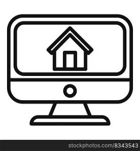 Online house estate icon outline vector. Business home. Data invest. Online house estate icon outline vector. Business home