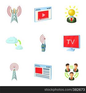 Online icons set. Cartoon illustration of 9 online vector icons for web. Online icons set, cartoon style
