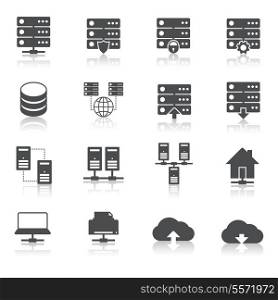 Online internet hosting technology pictograms set of network server infrastructure data center services isolated hand drawn sketch vector illustration