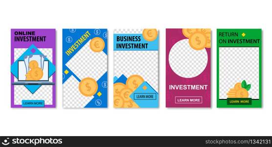 Online Investment Vector Illustration, Profit money, flat cartoon pile of cash, concept of Business Success, Economic or Market Growth, Return on Investment, Capital Earnings, Benefit.