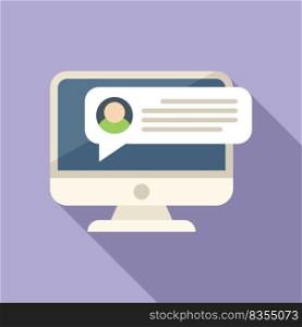 Online job chat icon flat vector. Search employment. Career people. Online job chat icon flat vector. Search employment