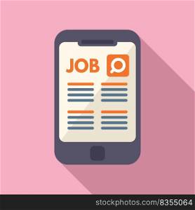 Online job icon flat vector. Computer interview. Search employment. Online job icon flat vector. Computer interview