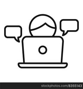 Online laptop chat icon outline vector. Web information. Mobile work. Online laptop chat icon outline vector. Web information