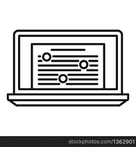 Online laptop editor icon. Outline online laptop editor vector icon for web design isolated on white background. Online laptop editor icon, outline style