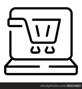 Online laptop shop icon outline vector. Contract store. Job offer. Online laptop shop icon outline vector. Contract store