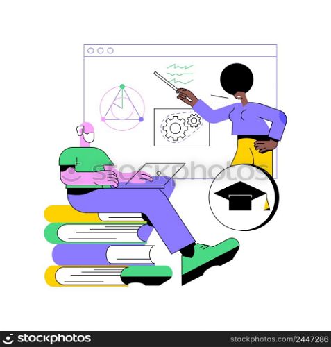 Online learning for seniors abstract concept vector illustration. Online courses for seniors, additional education, free online program, learning community, online quizz abstract metaphor.. Online learning for seniors abstract concept vector illustration.