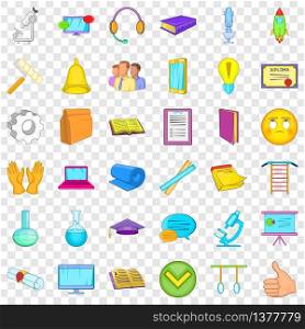 Online learning icons set. Cartoon style of 36 online learning vector icons for web for any design. Online learning icons set, cartoon style