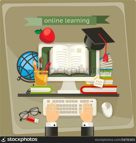 Online learning, vector illustration
